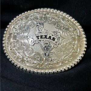 Vintage Montana Silversmiths Texas State Cowboy Silver Plated Gold Belt Buckle